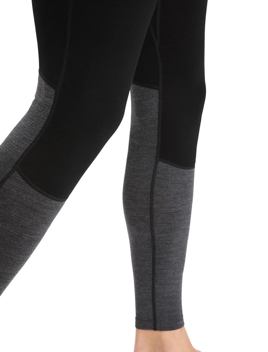 Black / Jet Heather Icebreaker 200 ZoneKnit™ Merino Leggings Men's Base Layers | AU 1341QMAZ